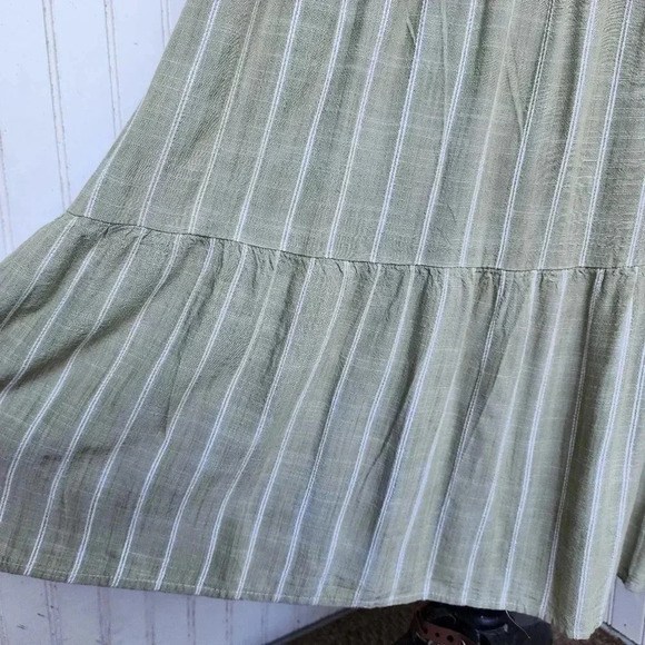 Robbie Bee Green White Stripe Strap Rayon Maxi Dress Tank Sz PM - Picture 4 of 14